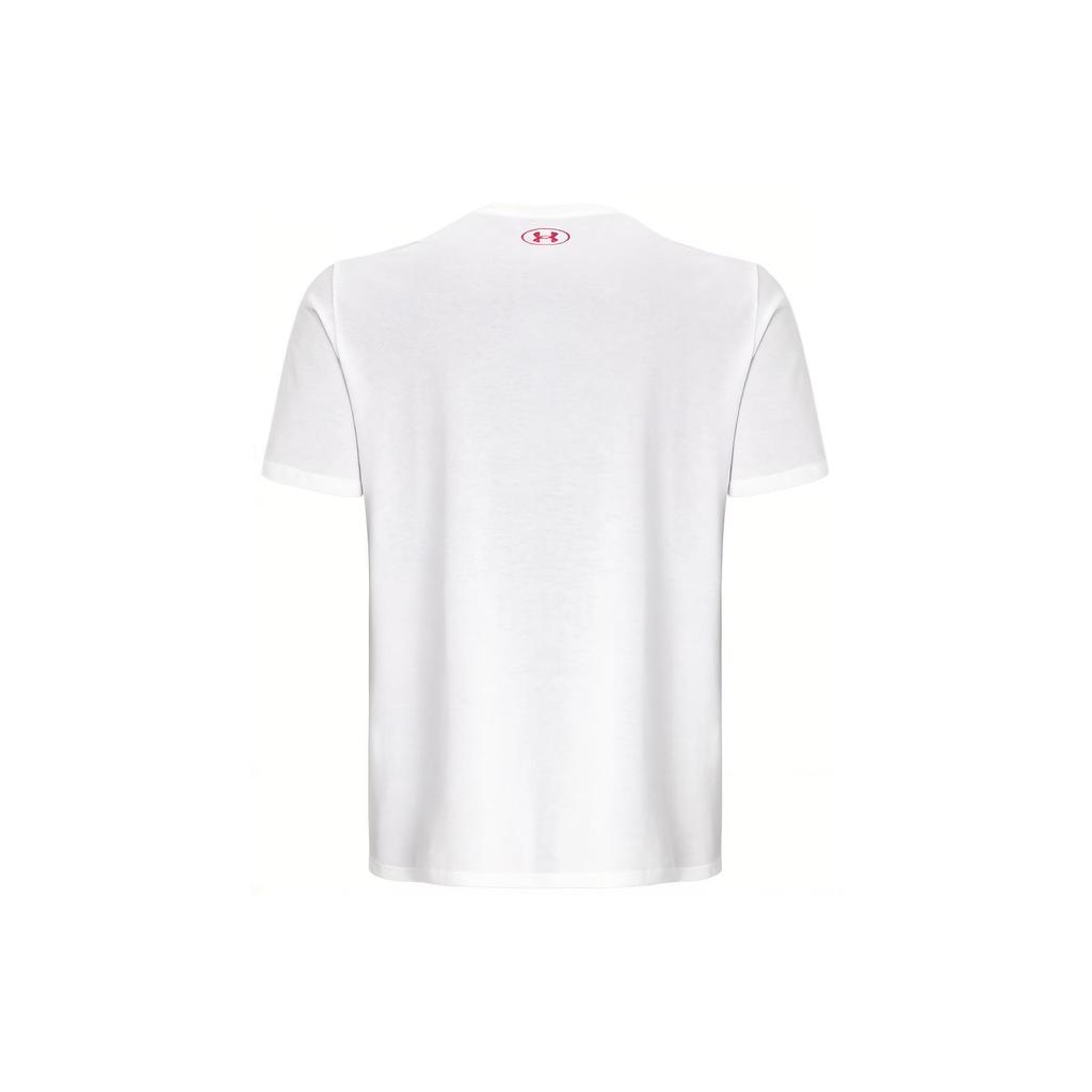 Under Armour Letter Print Casual Round Neck Pullover Short Sleeve Regular T-Shirt Men Tops White 1382827-100