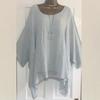Women's Big Size Loose Cotton Linen Nine Sleeve Top T-Shirt