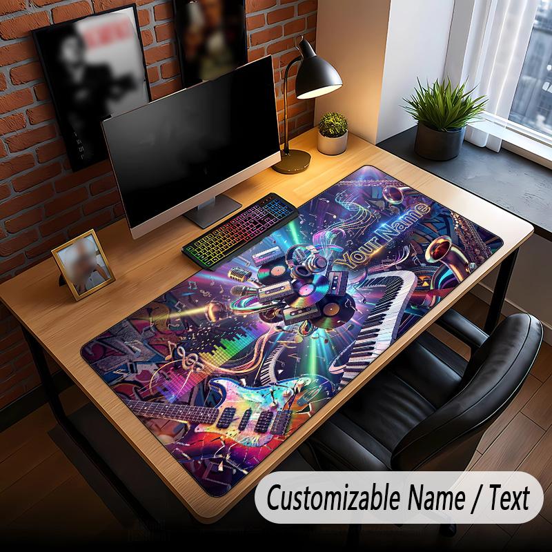 Music General Theme Custom Mouse Pad Personalized With Name Text Customized Desk Mat For Office Home Decor
