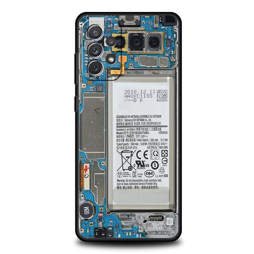 Чехол с рисунком печатной платы для Samsung Galaxy A55 A35 A17 A07 A15 A13 A25 A51 A71 A72 A73 A32 A52 A52S A41 Мягкий ТПУ