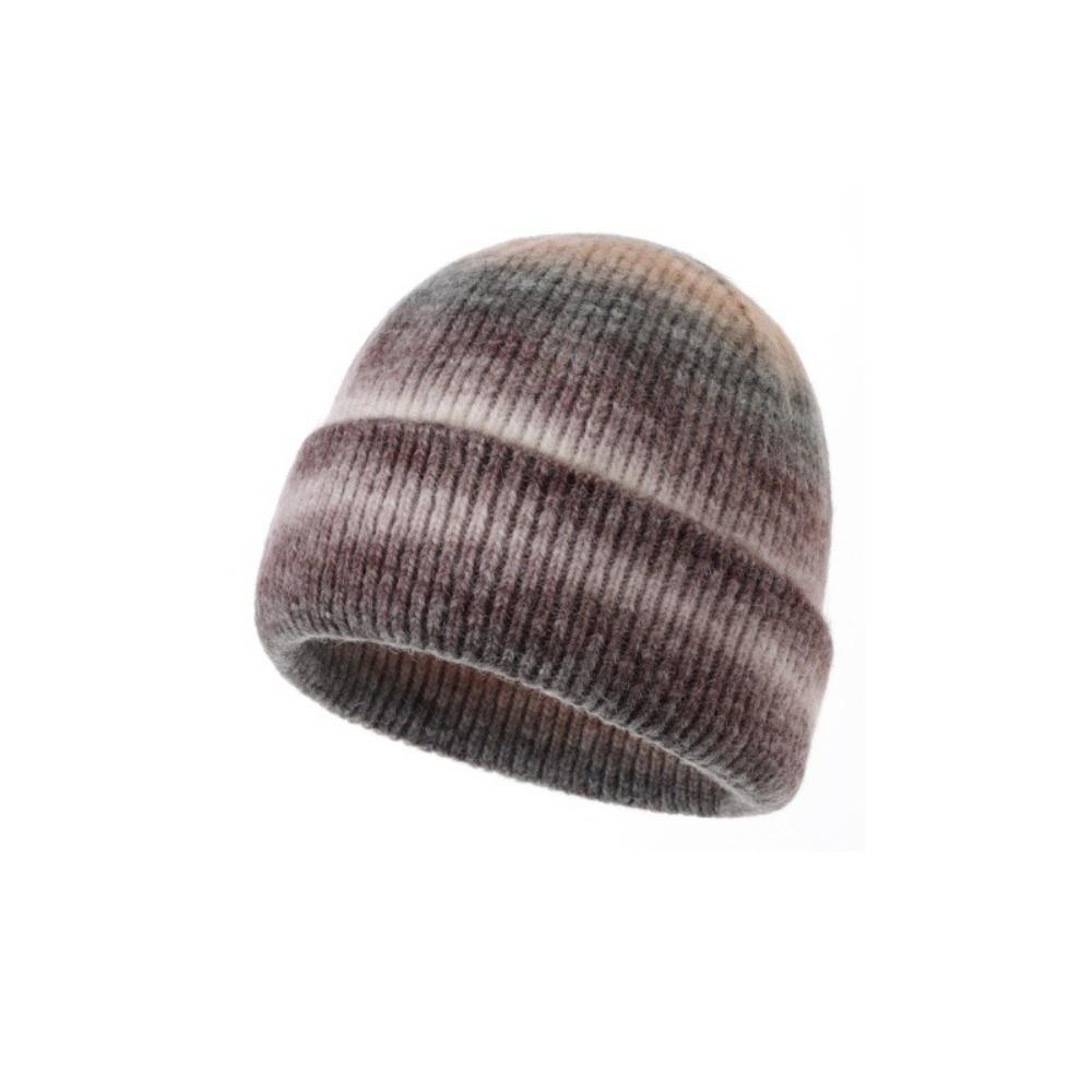 Gradient Color Knitted Beanie Hat Windproof Pullover Hat Trendy Warm Winter Cap  Autumn Winter