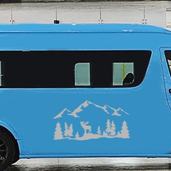 Stylish Vinyl Sticker Durability Removable Sun-proof Long-term Trees Mountain Vinyl Art Sticker for Truck