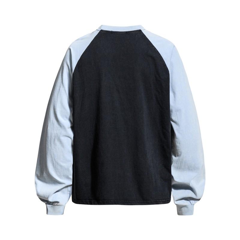 Unisex Vintage Americana Long Sleeve Tee With Star Letter Print Loose Fit Casual Top