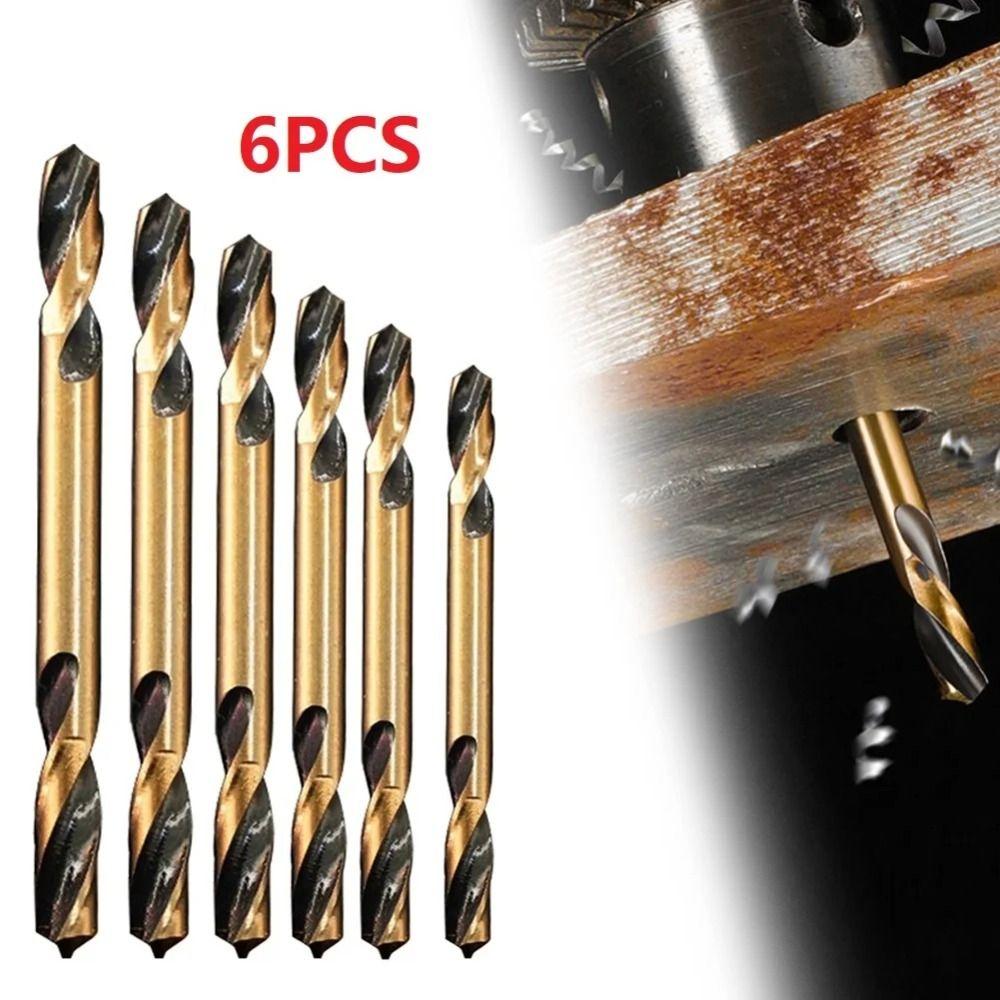 6Pcs Power Tool Twist Auger Drill Bit Set HSS Hole Opener Portable Double Ended Drill Bits