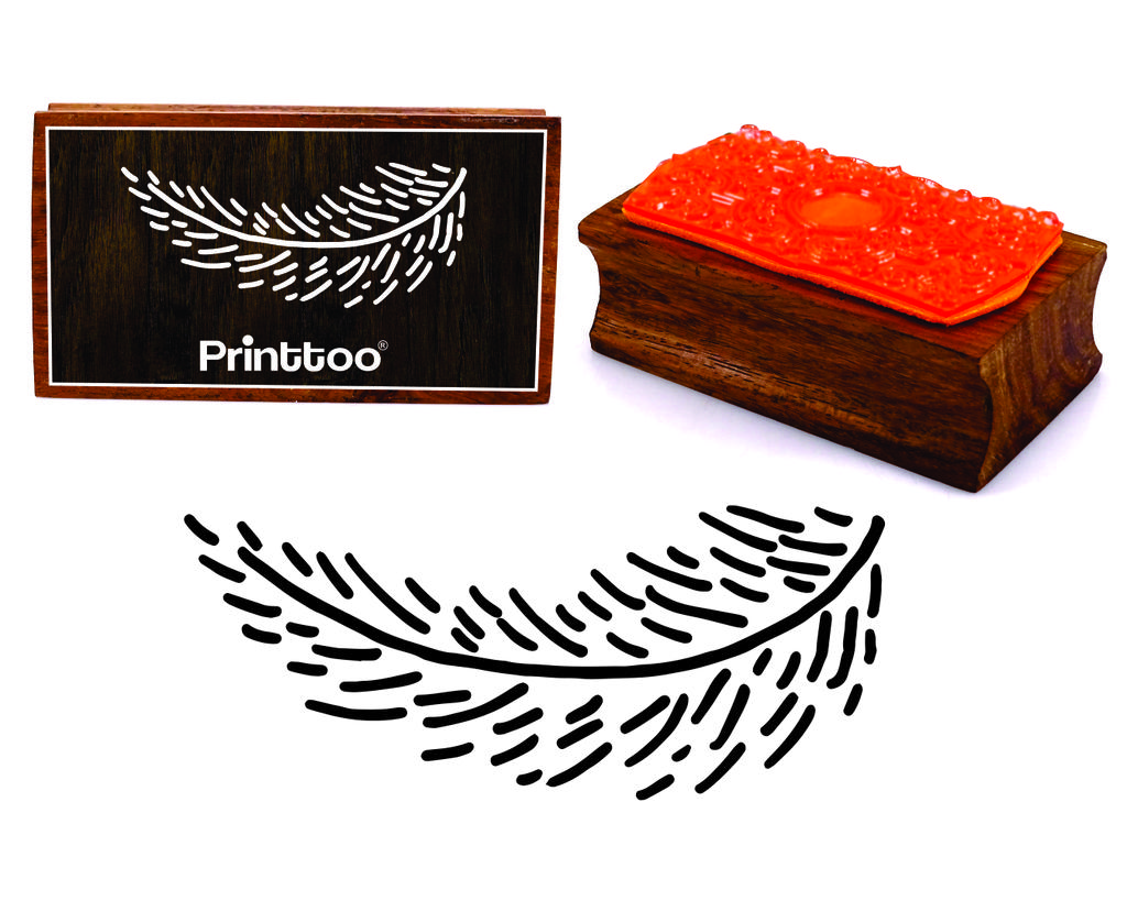 Printtoo Hand Draw Leaf Vine Design Прямоугольный деревянный резиновый блок штампов