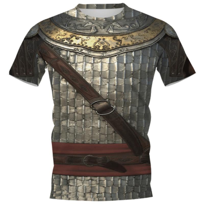Medieval Armor 3D Printed Viking Cosplay Men's Summer Vintage Crewneck Short Sleeve Hip Hop Kids Street Funny Casual T-shirt Top
