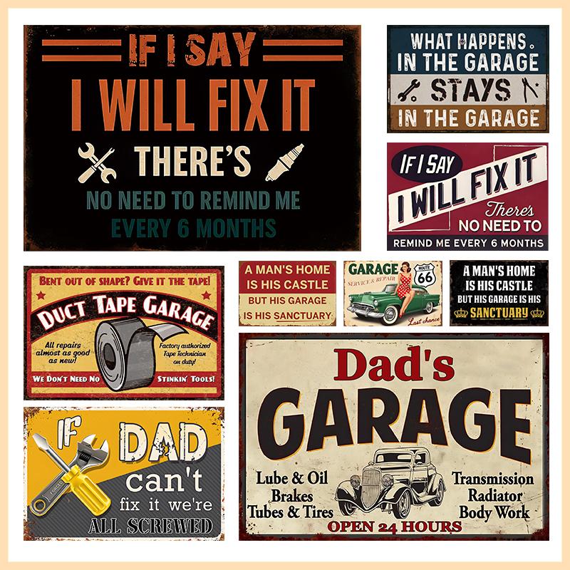Retro Garage Metal Tin Sign Vintage Tool Wall Art Poster for Home Bedroom Bathroom Decoration Rustic Wall Decor Chic Gift