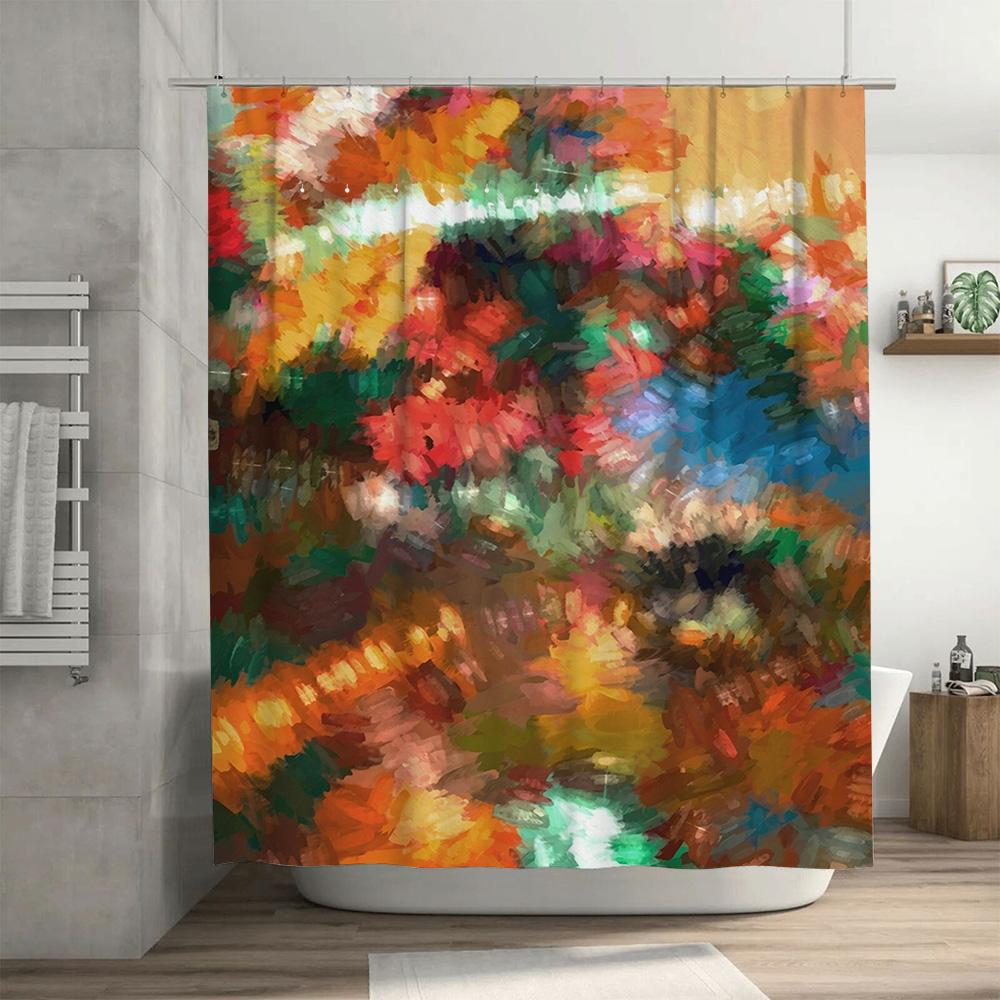 Colorful Watercolor Shower Curtain for Bathroom Decor Multicolored Abstract Design by TaurusDuan