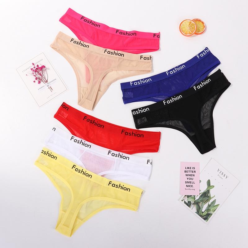 Женские кружевные стринги с надписью, сексуальные соблазнительные ультратонкие кружевные сетчатые прозрачные трусики, бесшовные трусы