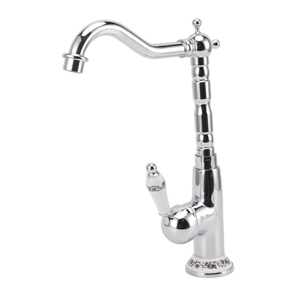 Водопроводный кран для ванной комнаты в стиле ретро, европейский стиль, латунь, гальваническое покрытие, с длинным изгибом шланга, смеситель для горячей и холодной воды