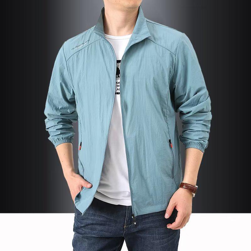 Men's Summer Stand Collar Sun Protection Windbreaker - Breathable, Hoodless, Outdoor Sports Jacket