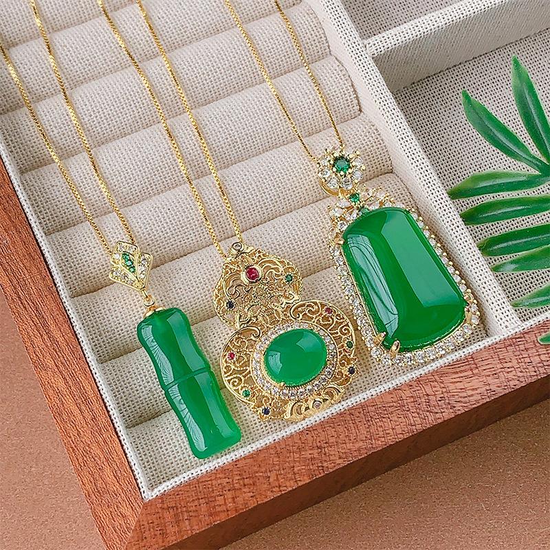 Осень и зима новый ретро натуральный халцедон независимо от бренда тыква поднимающееся ожерелье женщины пожилые