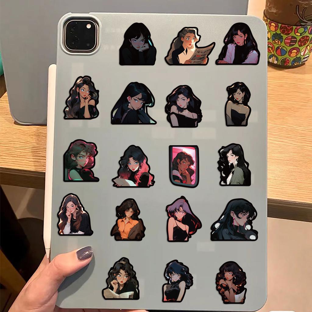 50 Black Border American Retro Old Comic Doodle Stickers Guitar Notebook Suitcase DIY Waterproof Stickers