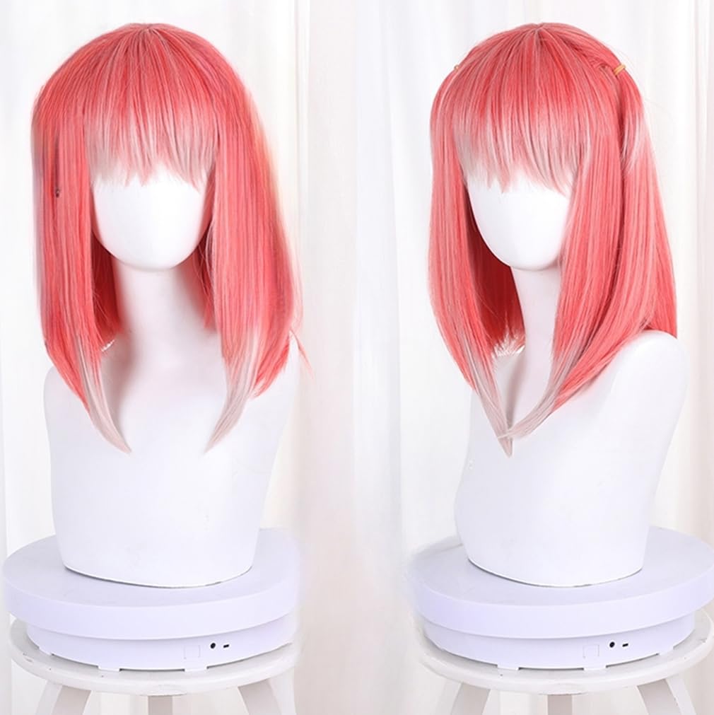 LAOBAO Nino Nakano Cosplay Pink and White Long Disguise Costume Accessory for School and Events Wig, Mesh, Twintails, Heat-Resistant, Wig, Parties,