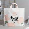 50pcs Thank You Flower Gift Bag Plastic Handheld Bag Clothing Shop Shopping Bag Beauty Shop Packaging Bag Party Gift Bag Shopping Bag