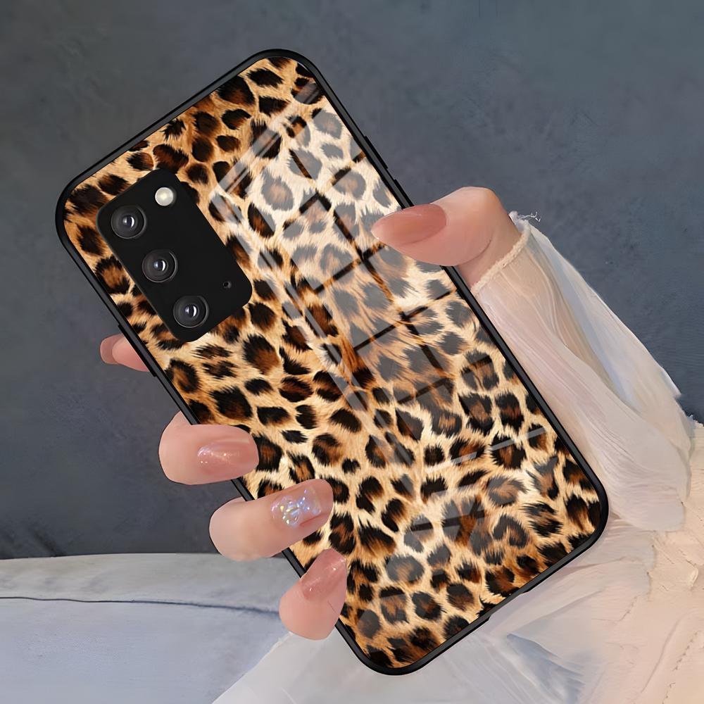 Роскошный чехол для телефона с леопардовым принтом для Samsung S26 S25 Plus S20 S20 Plus S22 Ultra S23 FE S21 Plus S21 Ultra Стеклянная крышка