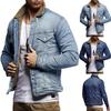 Men's  Winter Button Solid Plush Vintage Denim Jacket Tops Blouse Coat
