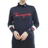 Champion Long Sleeve Mock Neck Odor UV Graphic Logo Women's T-Shirt, Antibacterial, Resistant, Quick-Drying, Stretch, Protection, Print, Navy,