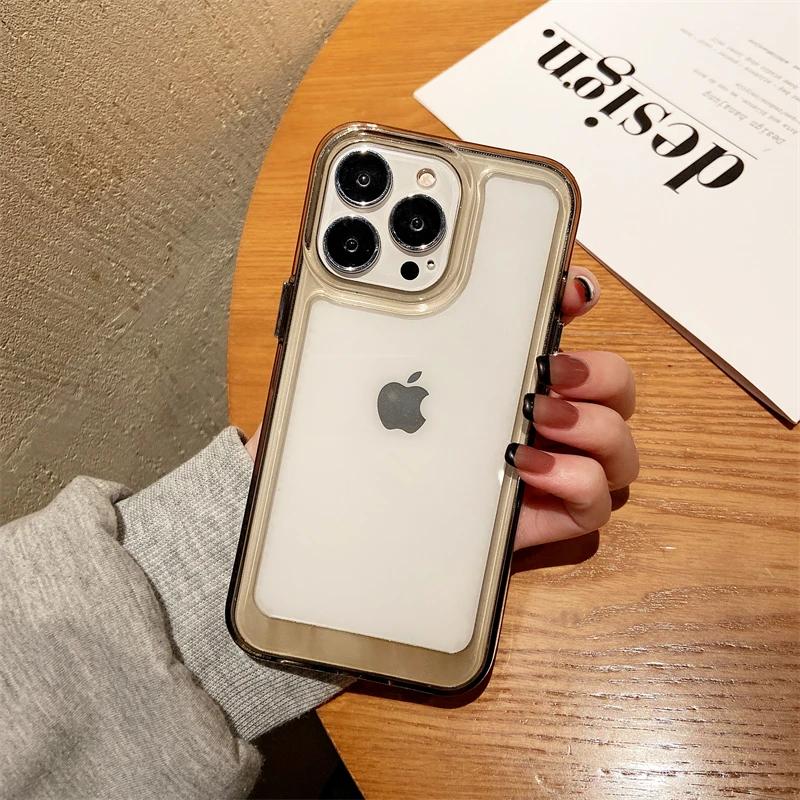Прозрачный противоударный жесткий акриловый чехол для iPhone 16 15 14 13 12 11 Pro Max Plus 12 Mini 13 Mini силиконовый бампер прозрачная Capa