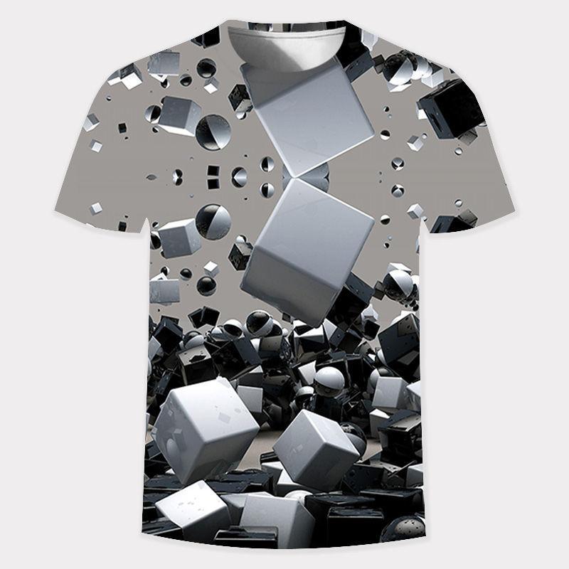 Summer 3D Gold Fashion Digital Harajuku Print Short Sleeve Round Neck Men's Casual Personality Hip Hop Street T-shirt Tops