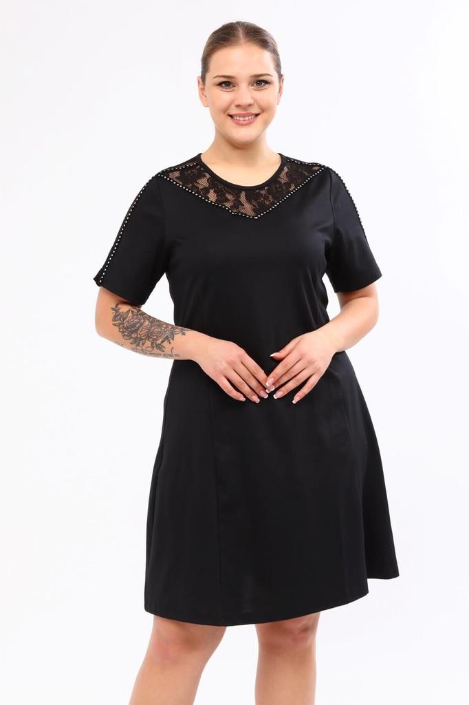 Женское платье большого размера с кружевом и отделкой лентами на плечах