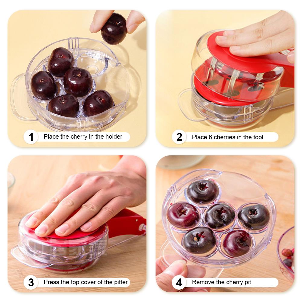 Инструмент для удаления косточек Cherry Pitter, портативный инструмент для удаления косточек с шестью отверстиями и замком