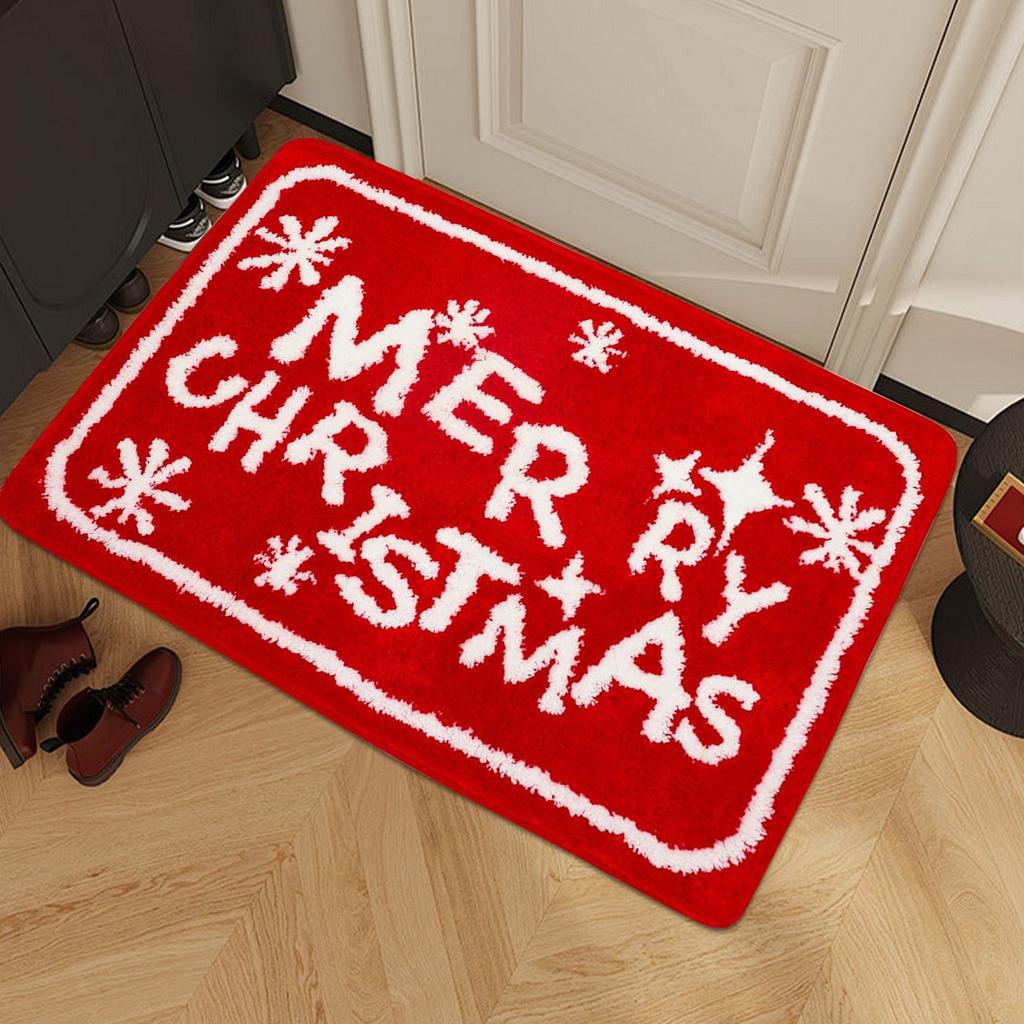 Рождественский коврик для двери из искусственного кашемира, нескользящий коврик для ванной в канун Рождества