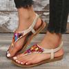 2024 Summer Women Bohemian Beach Sandals Colorful Beaded Gladiator Shoes Women Vintage Thong Sandals Womens Shoes Sandals
