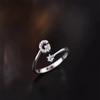 Sterling Adjustable Letter Zircon Ring Women Minimalist Fashion Jewelry Alphabet Initial