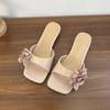 Rose French Retro Flower Open-toed Super Comfortable One-word Slippers Women's Summer Outer Wear Wedge Heel Soft Bottom Cool Slippers