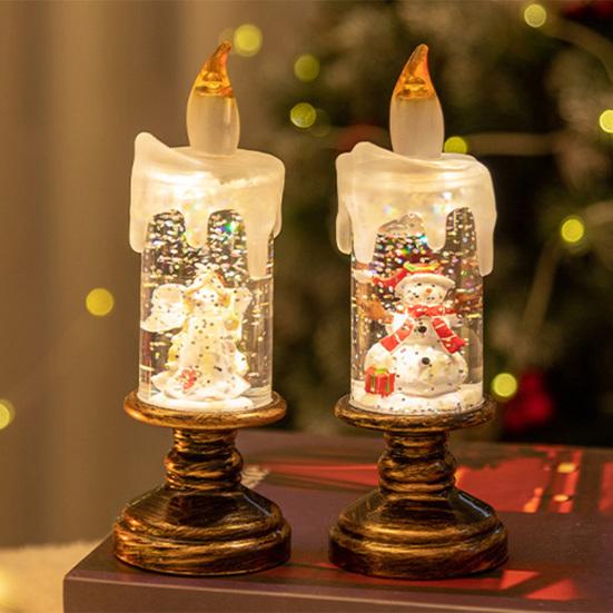 Рождественские светодиодные свечи без пламени, работающие от батареек, Санта, снег, декоративная лампа для дома, крыльца, столешницы, украшение для вечеринки