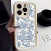 Синий Чехол для Телефона с Пейзажем в Стиле Toile De Jouy для Серии iPhone 17 16 15 14 13 12 11 Pro Max Plus Двухслойная Защита