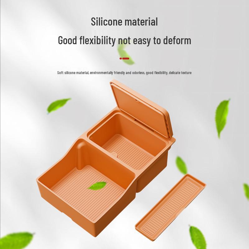 Dual-Layer Silicone Organizer with Mat for Yu7 Center Console Armrest Box