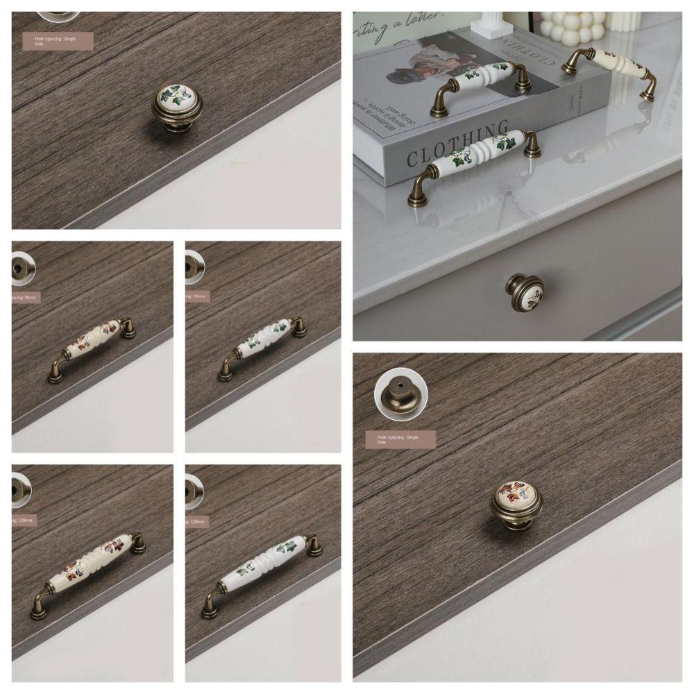Bronze Ceramic Cabinet Handles Antique Knobs Drawer Pulls Fashion Wardrobe Door Handle Kitchen