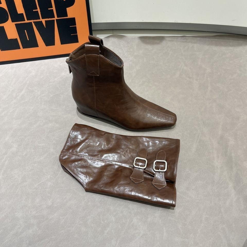 Осень-зима 2025 новые ботфорты на высокой платформе в европейском и американском стиле, рыцарские ботинки, женские ботинки с отстегивающимся голенищем, с острым носком