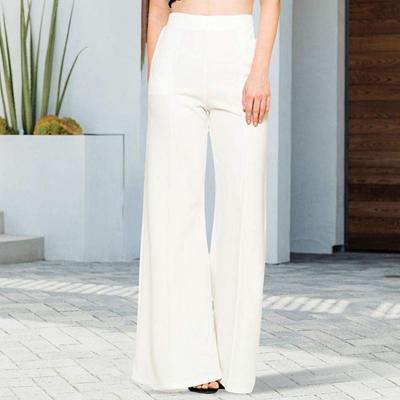 Женские длинные брюки, эластичные брюки с высокой талией и карманами, однотонные брюки, повседневные свободные брюки с широкими штанинами, расклешенные брюки, уличная одежда