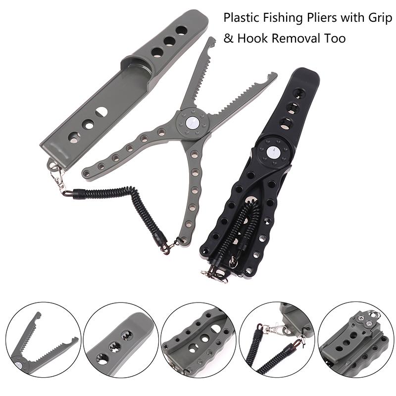 Пластиковые рыболовные плоскогубцы с захватом, инструмент для извлечения крючка, прочный захват для сома с нескользящей ручкой и шнуром