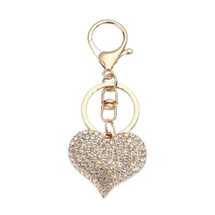 Stylish Heart Keychain Rhinestones Highlighted Charm Corrosion Resistant Key Chain for Keys or Bag Decoration