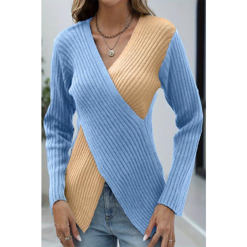 Женский свитер-перекресток с асимметричным узором осень-зима