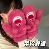 Cartoon Cute Wind Strawberry Bear Gloves Autumn and Winter Piled Thickened Warm Casual Plush Full Finger Cycling Neck Gloves