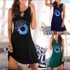 Женские летние платья Сарафан Повседневное пляжное платье без рукавов с принтом в стиле бохо