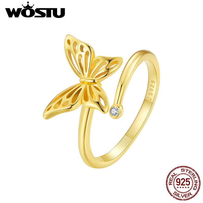 WOSTU Ажурные кольца на палец бабочки из стерлингового серебра 925 пробы для женщин, кольцо для вечеринки Grilfriend