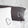 1pc Heart Embroidery Pillowcases White/Grey Cotton Pillow Cover for Mr Mrs Couple Bed Sleeping