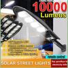 10000W Upgraded 168LED Solar Street Light Outdoor Waterproof LED For Garden Wall Adjustable Angle Solar Lamp Built-in 10000mAH