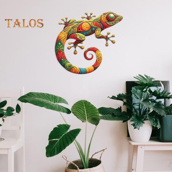 Настенное искусство геккон украшение металлическая ящерица настенное украшение красочный настенный геккон для садового забора домашний декор фермерского дома