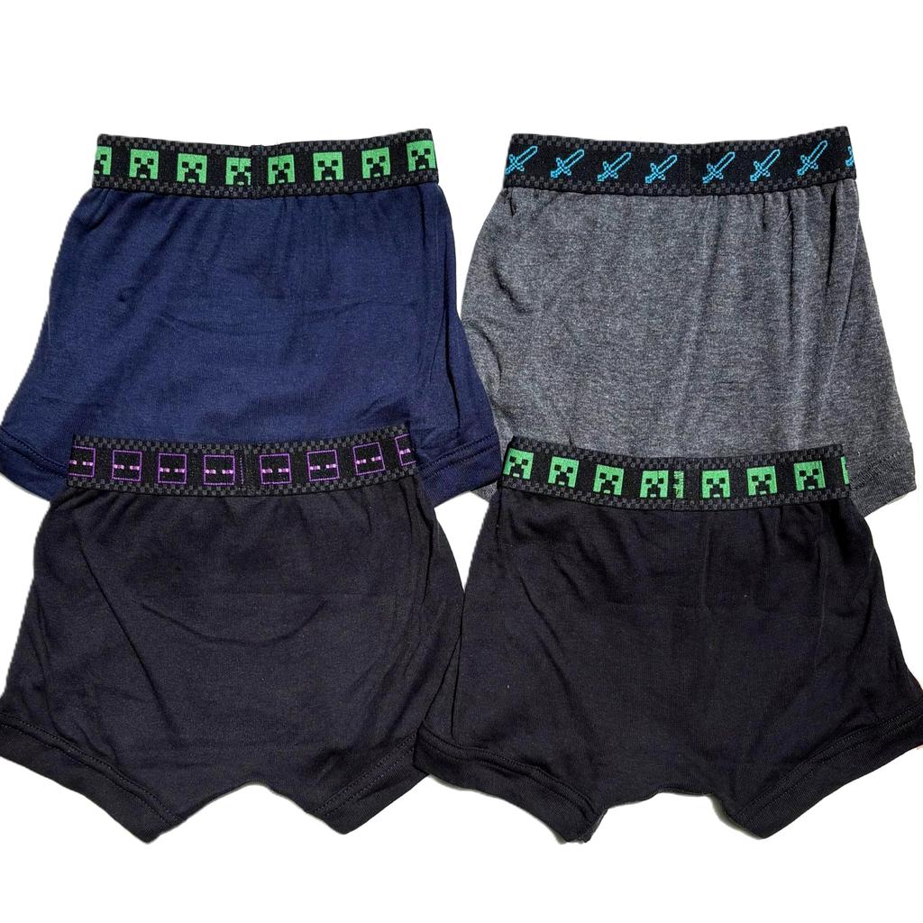 Set of 4 Mycra Boxer Briefs, Size 110cm, Boys' Underwear, Underpants, Boxer Briefs, Solid Color, Simple Design