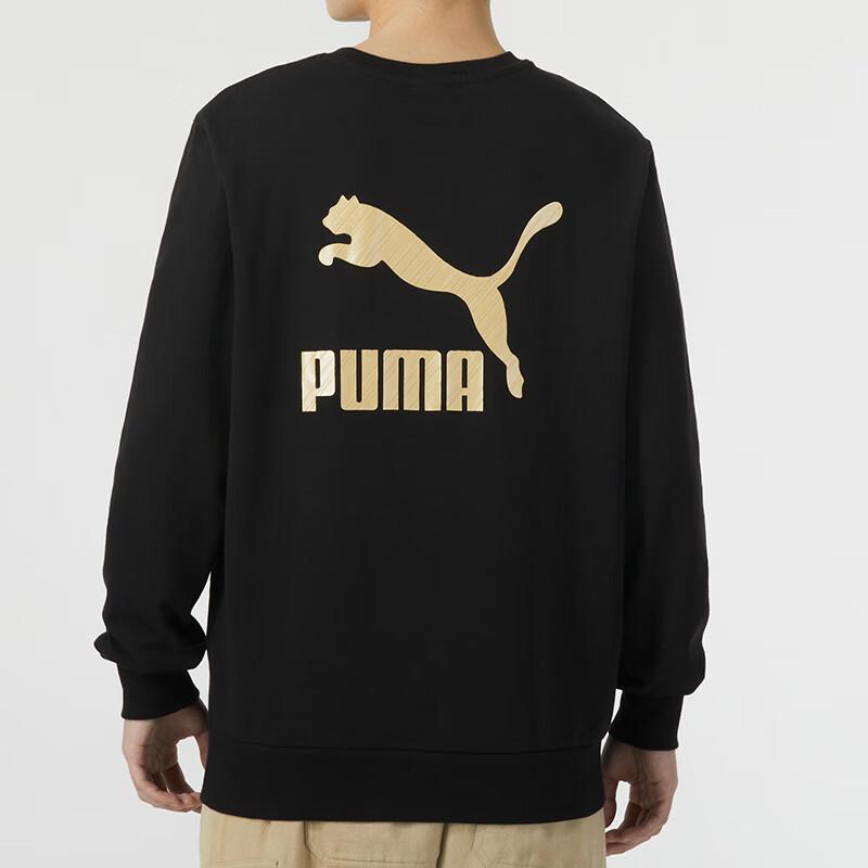 Puma Свитшот унисекс с принтом букв на спине, повседневный, с круглым вырезом, длинными рукавами, черный 625825-01