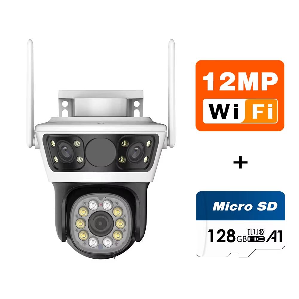 6K 12MP HD WiFi PTZ камера наружная тройной объектив тройной экран безопасность мобильный AI автоматическое отслеживание видеонаблюдение аудио видеонаблюдение