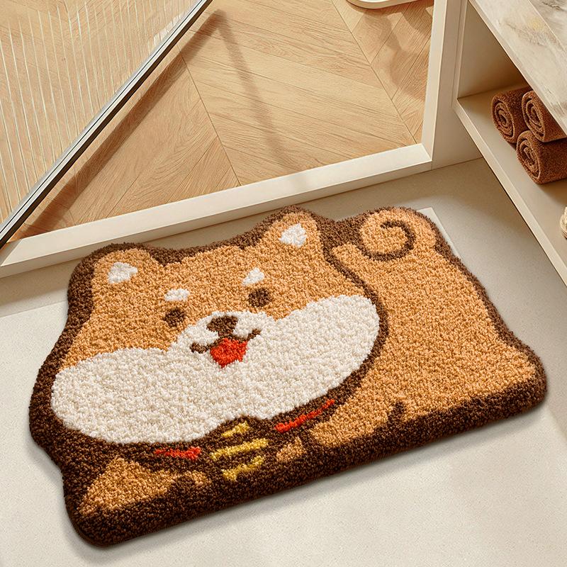 Absorbent Bathroom Rug Non Slip Quick Drying Flannel Floor Mat Anti-Skid Bath Carpet for Home Toilet Bathtub Shower Accessories