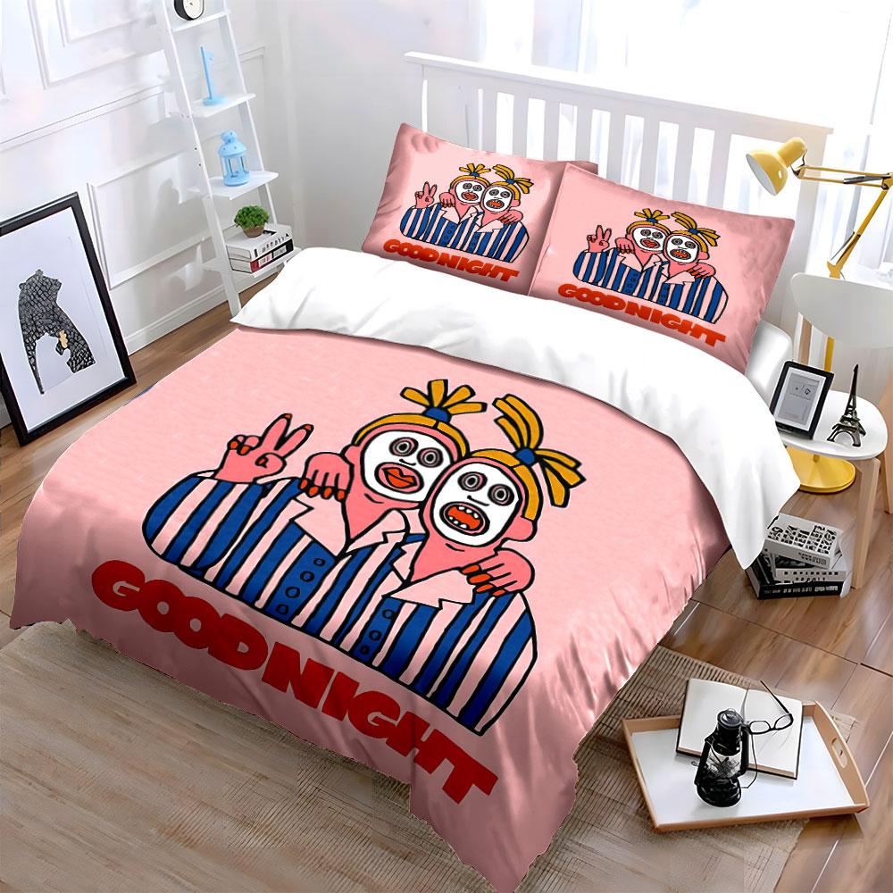 Striped Pajama Masked Duo Bedding Duvet Cover Set Duvet Cover Pillowcases (1*Duvet Cover 2*Pillowcases, without duvet insert)